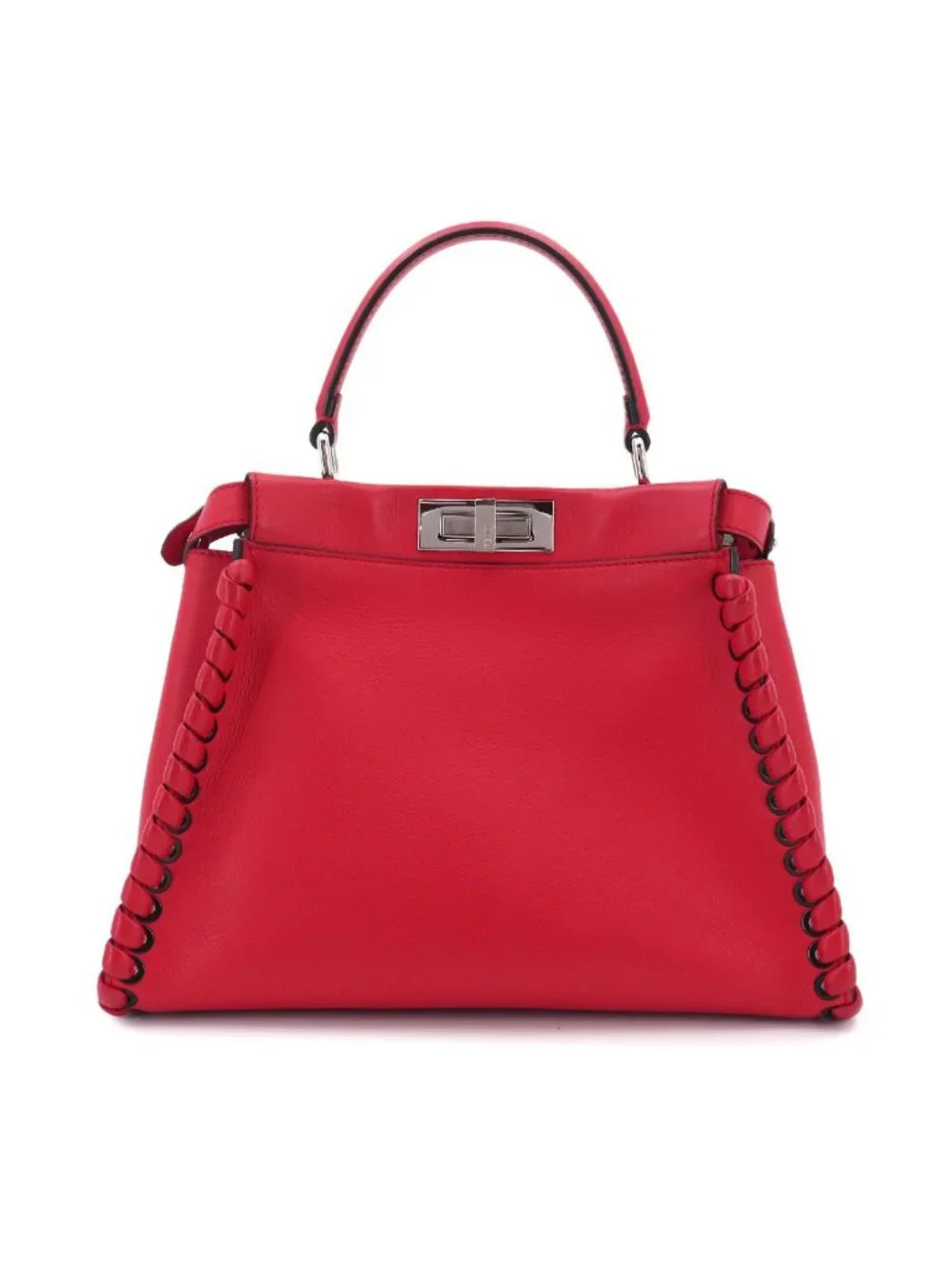 Fendi Peekaboo Shoulder Bag Leather Red Selleria